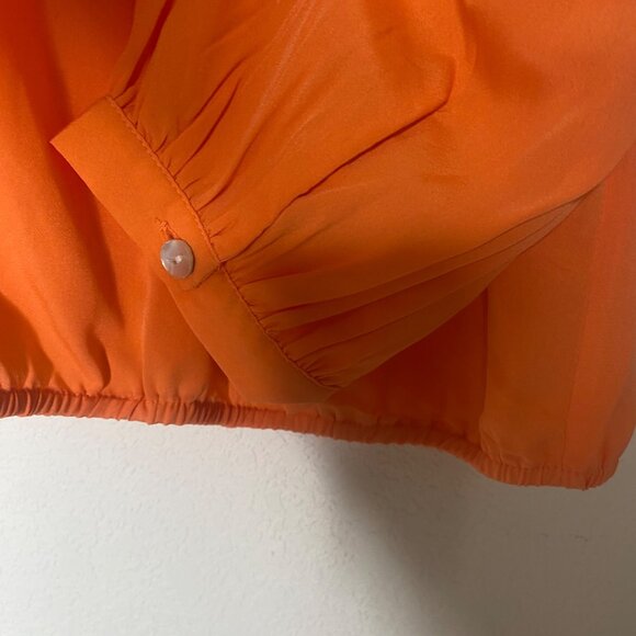 Chicos 2 Orange Blouse Womens L White Embellished Puff Long Sleeves Boho Casual - Picture 6 of 13